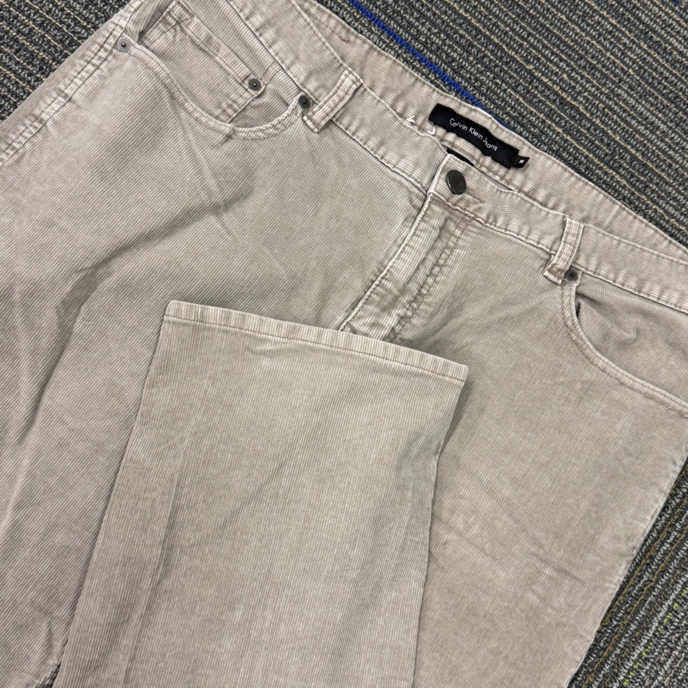 Calvin Klein Jeans Corduroy‎ Pants Mens 38 Taupe Gray Good Straight Leg 5-Pocket